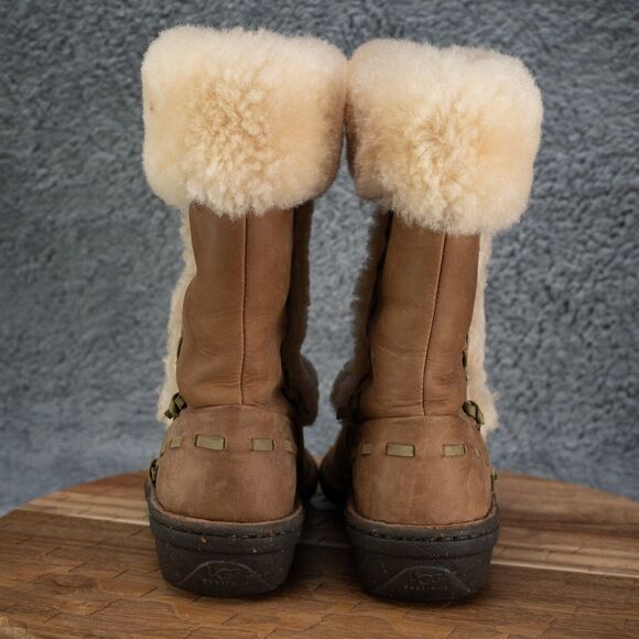 UGG Elijo Leather Sheepskin Boots Shearling Sherpa Mid Calf Warm Size 6 EUC - Picture 5 of 8